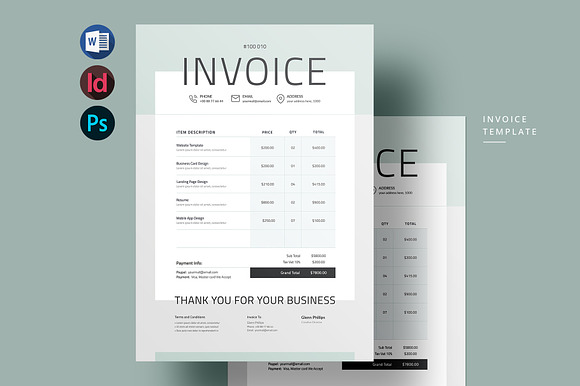 Invoice Template | Word & PSD preview 3
