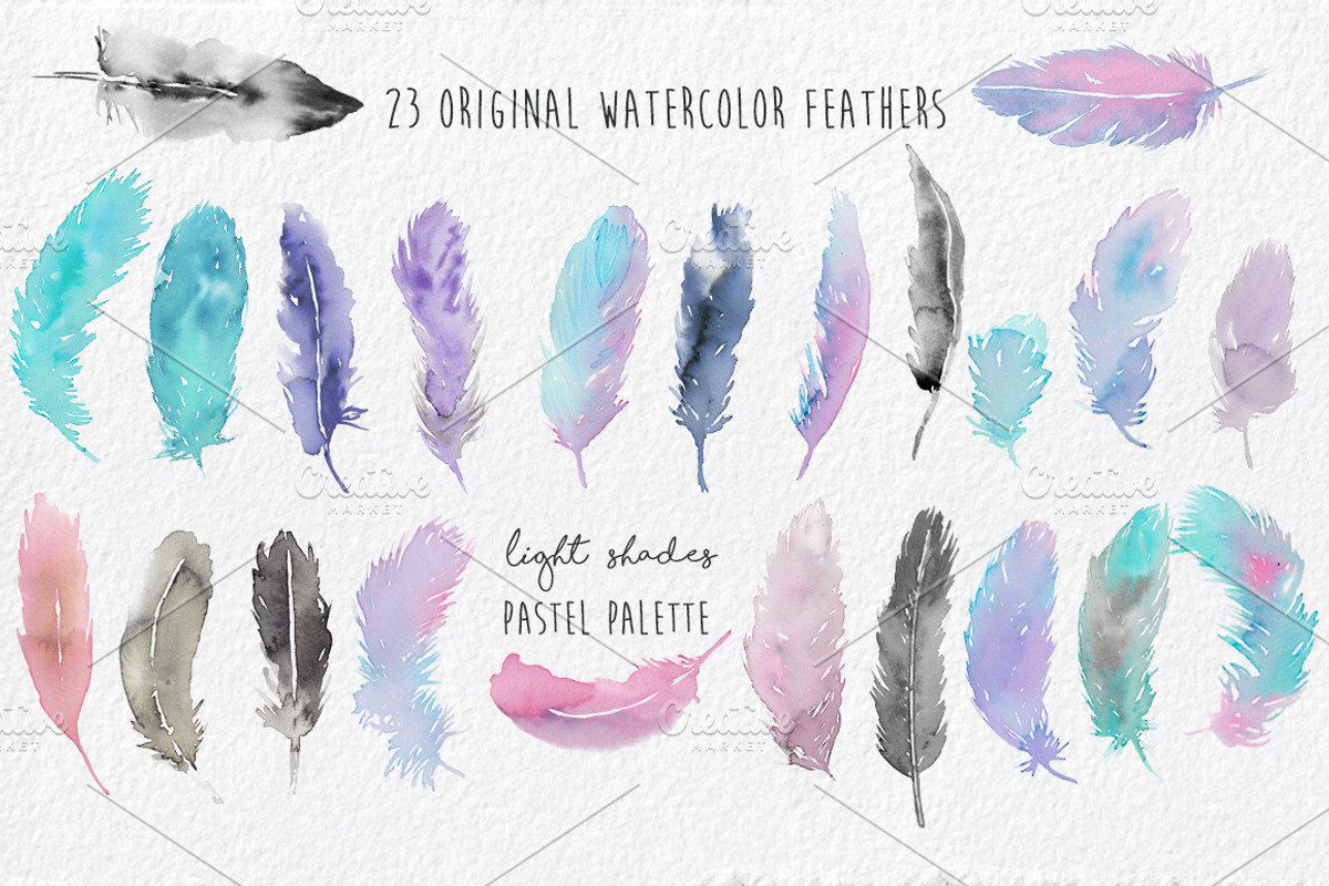 Feathers Watercolor hand painted, an Illustration by MaraquelaStudio (Photo 3 of 5)