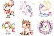 Watercolor Cute Unicorn Clipart, an Illustration by Watercolor design (Thumbnail 4 of 11)
