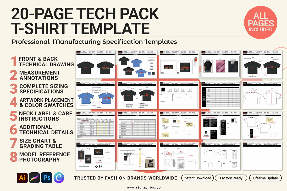 Boxy T-Shirt Tech Pack Template, a Graphic by S.i. Graphics (Photo 1 of 4)