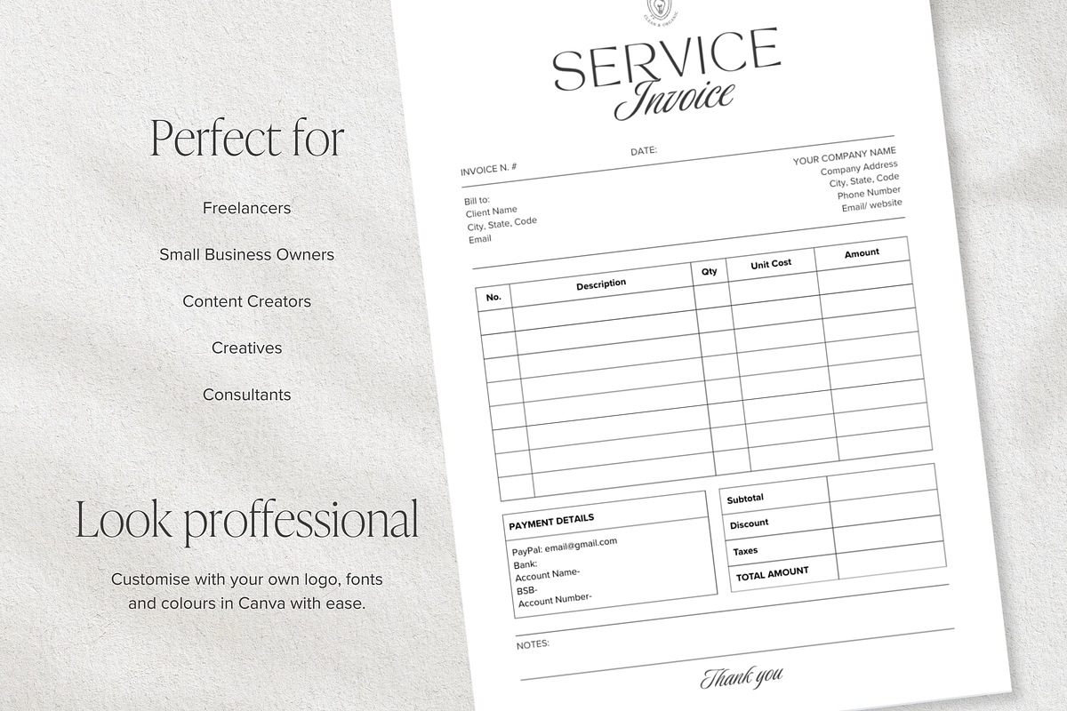 Editable Invoice Canva Template preview 3
