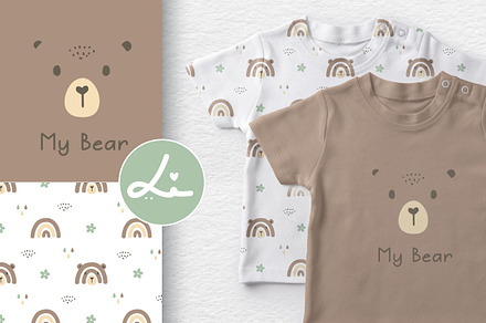 Seamless patterns with cute bear