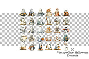 Vintage Ghost Halloween Clipart, a Seasonal Illustration by Daily.Designs (Thumbnail 3 of 5)