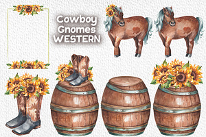 Cowboy Gnomes Western Watercolor Png