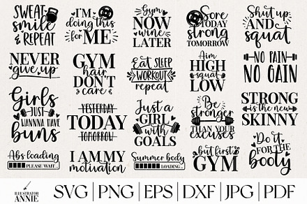 Gym SVG Quote Bundle