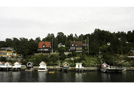 European colorful houses on lake, a Holiday Photo by Media Whale Stock
