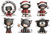 Whimsical Christmas Black Cat Clipar, an Illustration by DreamPrint404 (Thumbnail 5 of 6)