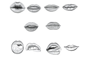 Lips Mouths Portrait Builder Set 3