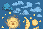Set Celestial Bodies, an Object Graphic by Vector Engraving (Thumbnail 2 of 2)