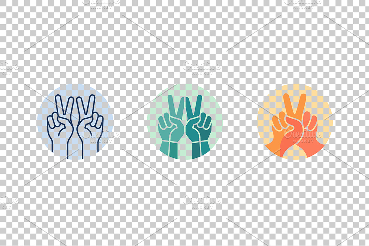 Peace Hand Sign Vector Icons, an Object Graphic by Artonix (Photo 3 of 3)