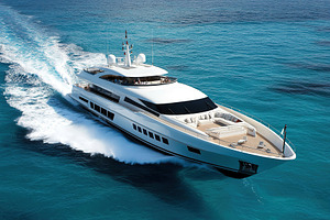 Yacht glides effortlessly across the clear blue waters in the afternoon sun, a Transportation Photo by AlyaAnd