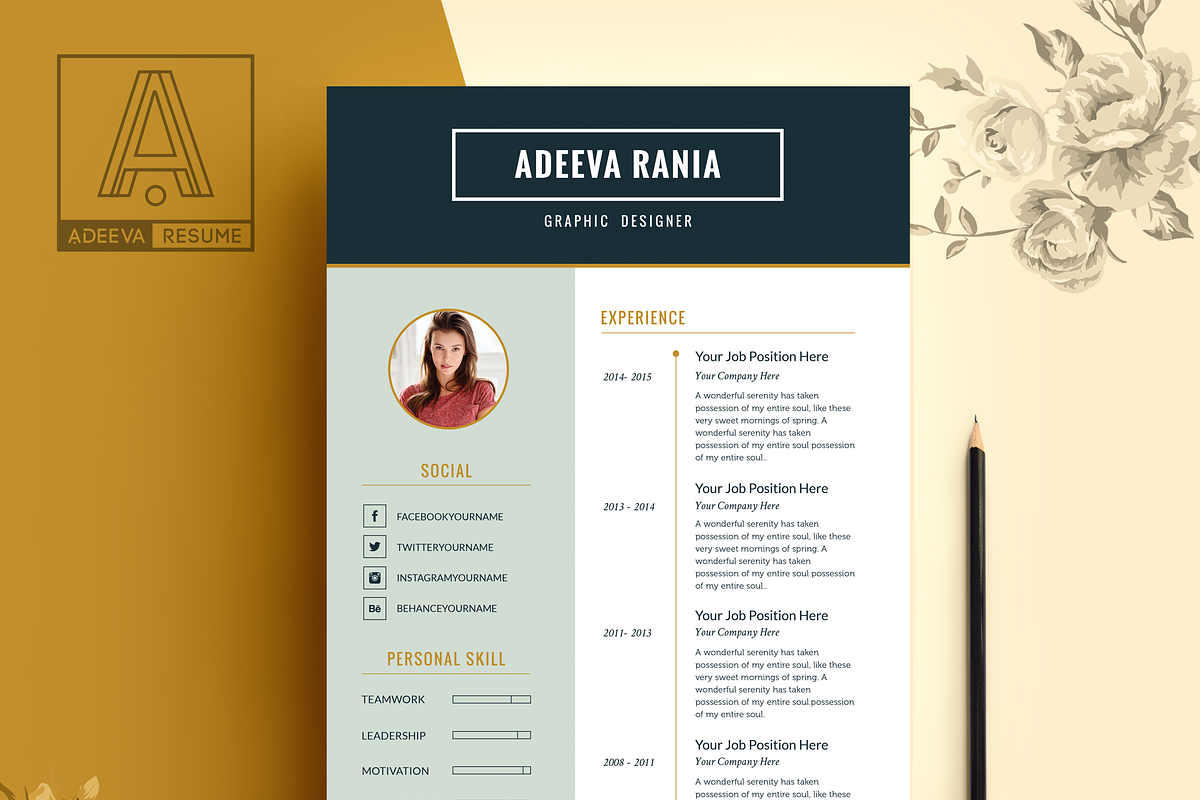 Professional Resume Template Rania, a Resume Template by AdeevaResume (Photo 2 of 5)