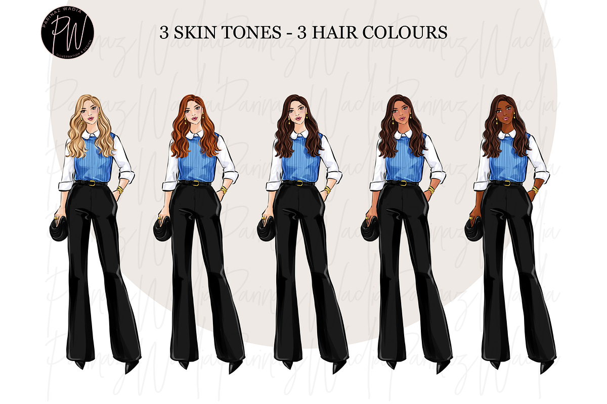 Fashion Girl 61 Watercolor Clipart, a Person Illustration by Parinaz Wadia Design (Photo 4 of 15)