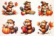 Autumn Cute Beaver Clipart, an Illustration by Dream Creation (Thumbnail 4 of 6)