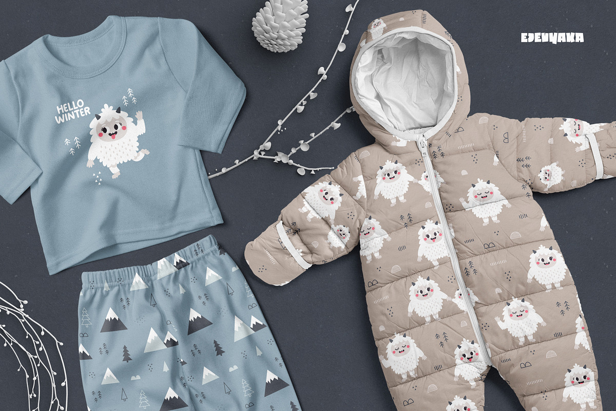 Yeti Clipart, Cards & Patterns, a Seasonal Illustration by Ejevyaka (Photo 6 of 7)