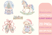 Pastel Watercolor Christmas Cliparts, a Seasonal Illustration by Ink Gallery (Thumbnail 5 of 8)