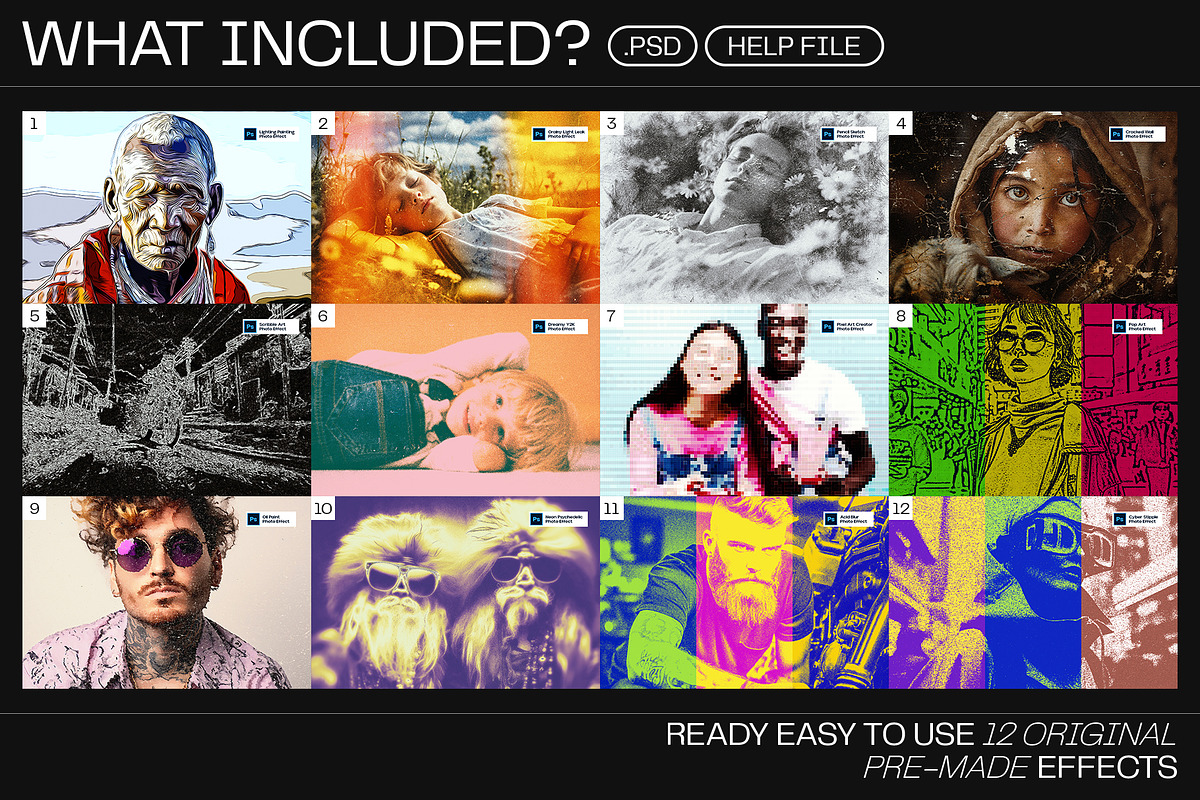12 Photo Effect Templates, a Layer Style Add-On by iDoodle Studio ...