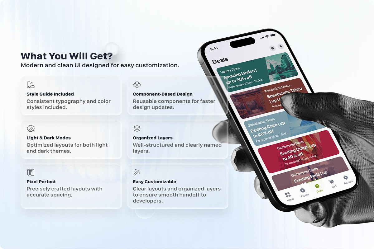 Ultimate Travel & Booking App UI Kit, an UI Kit Template by Creative Perspective (Photo 2 of 8)