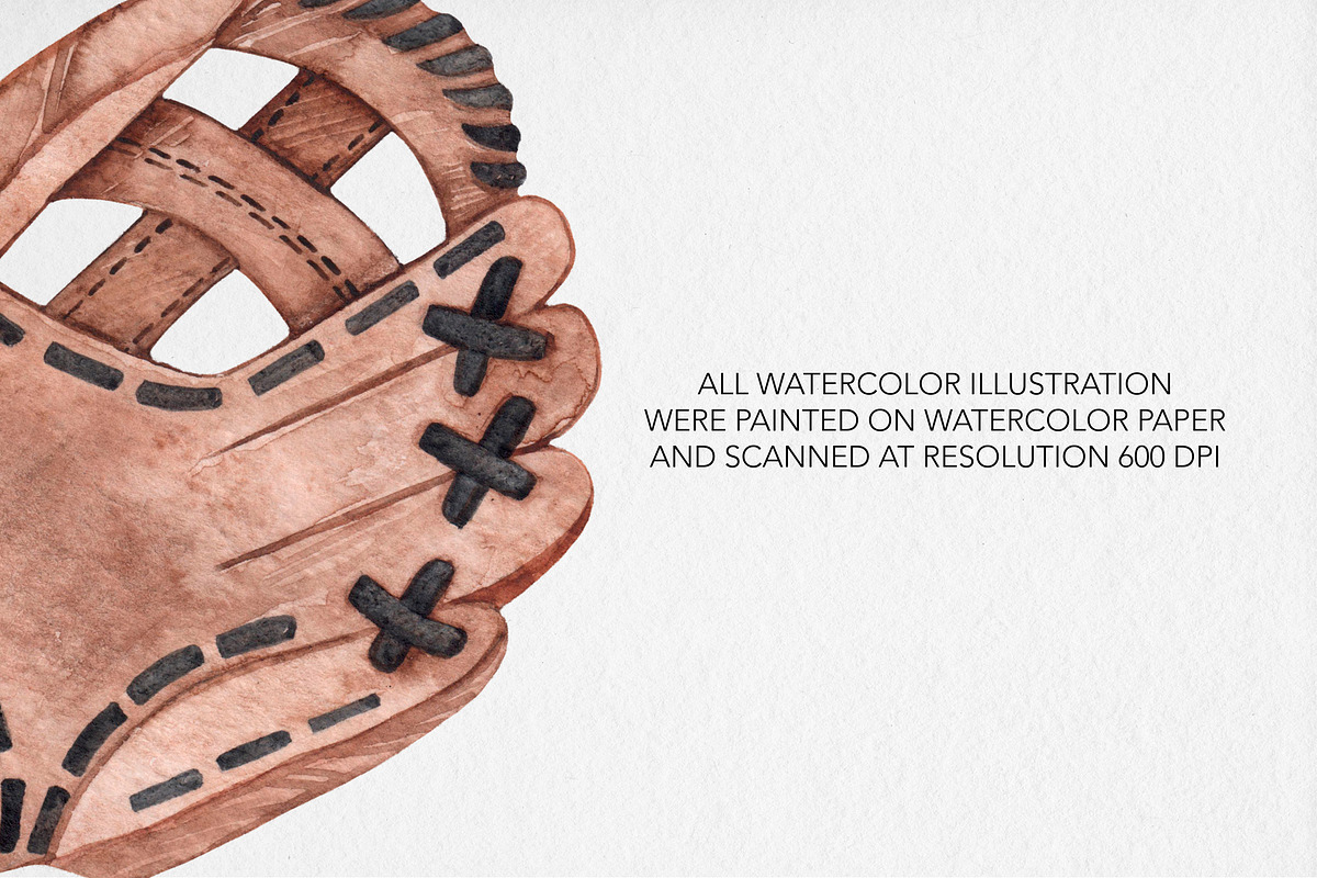 Watercolor Baseball Clipart, an Illustration by MilanaDesignShop (Photo 4 of 4)