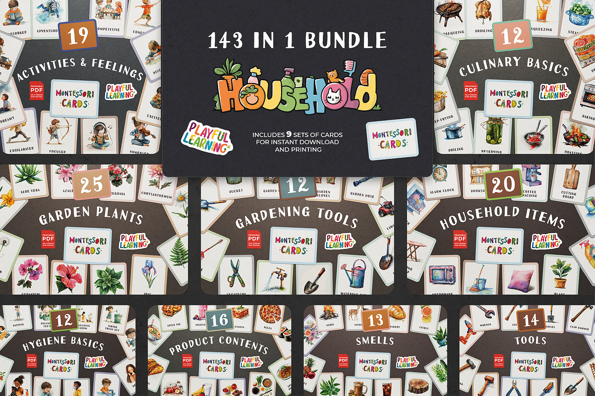 Household Montessori Cards Bundle, an Education Illustration by Pix Cafe (Photo 1 of 12)