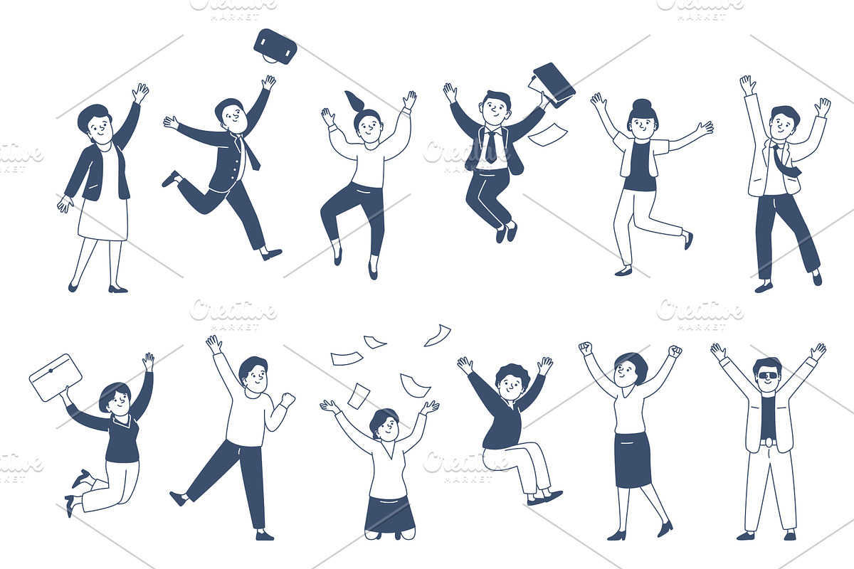 Jumping business characters, a Person Illustration by LadadikArt