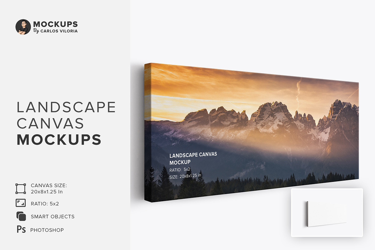 Landscape Canvas Ratio 5x2 Mockup, a Print Template by Mockups by Carlos Viloria (Photo 1 of 5)