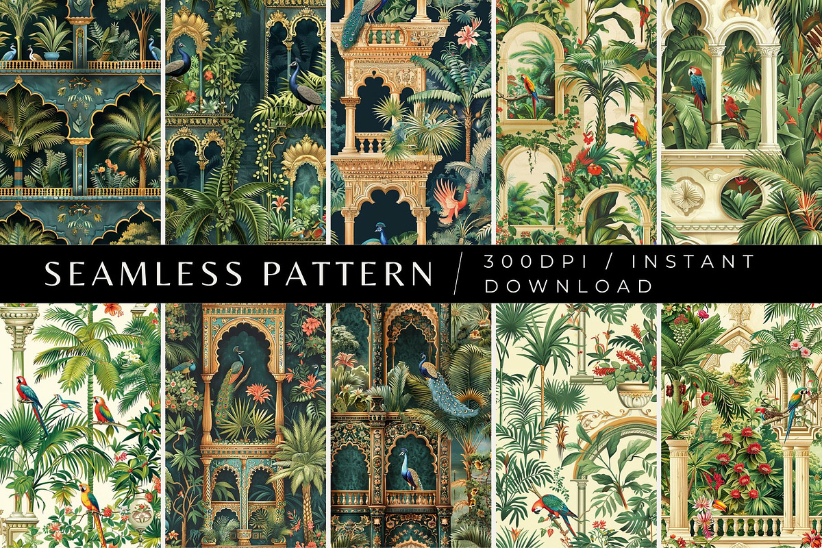 10 Patel's Tropical Haven Patterns, a Pattern Graphic by Inknfolly (Photo 1 of 6)