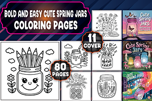 Cute Spring Jars Coloring Pages, an Illustration by LightExpress