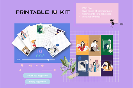 IU Kit Card & Calendar Note Digital, a Card Template by The Tran Studio
