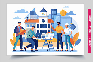 Architects discuss new building, an Illustration by Tanuart