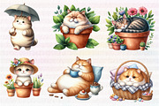 Watercolor Cat Clipart PNG, an Illustration by CreationArt (Thumbnail 3 of 5)