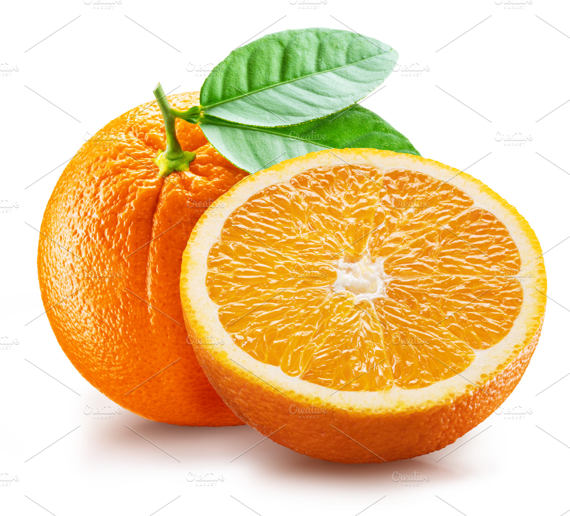 Ripe orange fruit and half of orange, a Food & Drink Photo by Volff
