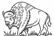 drawing of a majestic american bison, an Animal Illustration by SouravDesign (Thumbnail 1 of 2)