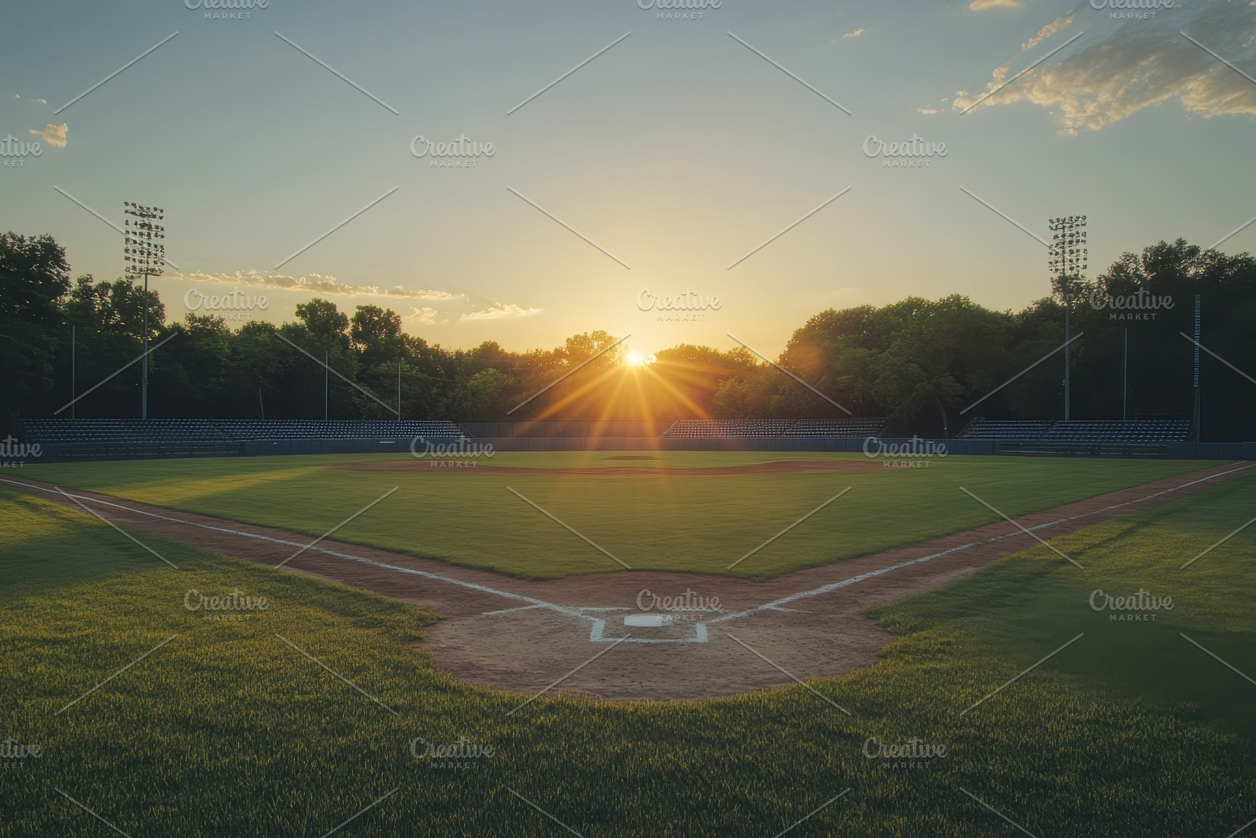 Baseball diamond illuminated by sun, a Photo by Pavel_design