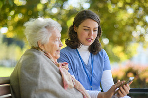 Portrait of nurse and elderly woman