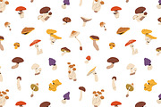 Forest mushrooms, fungi set, pattern, a Food Illustration by PaperTrident (Thumbnail 3 of 6)