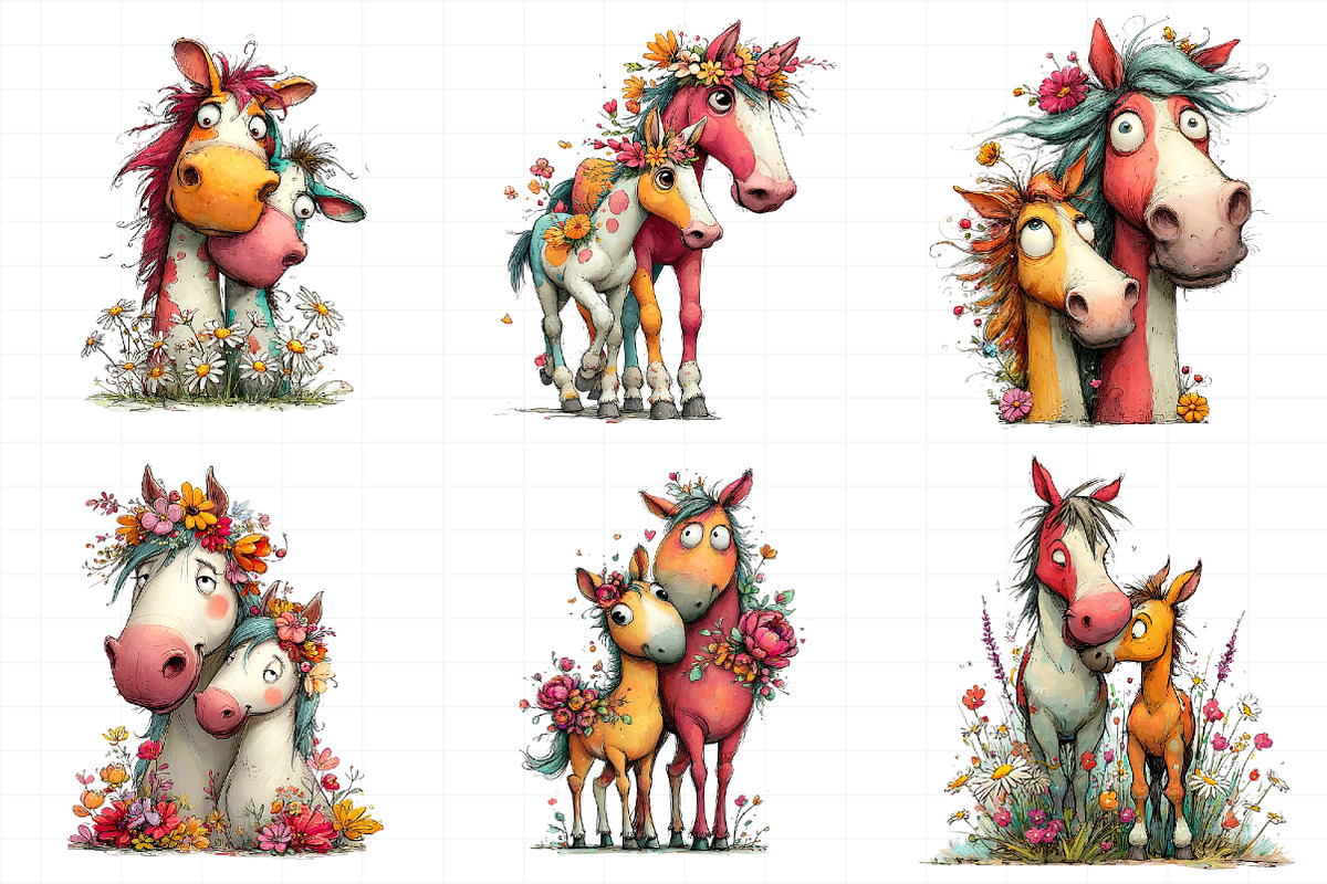 Whimsical Mother's Day Horse Clipart, an Illustration by Daily.Designs (Photo 5 of 7)