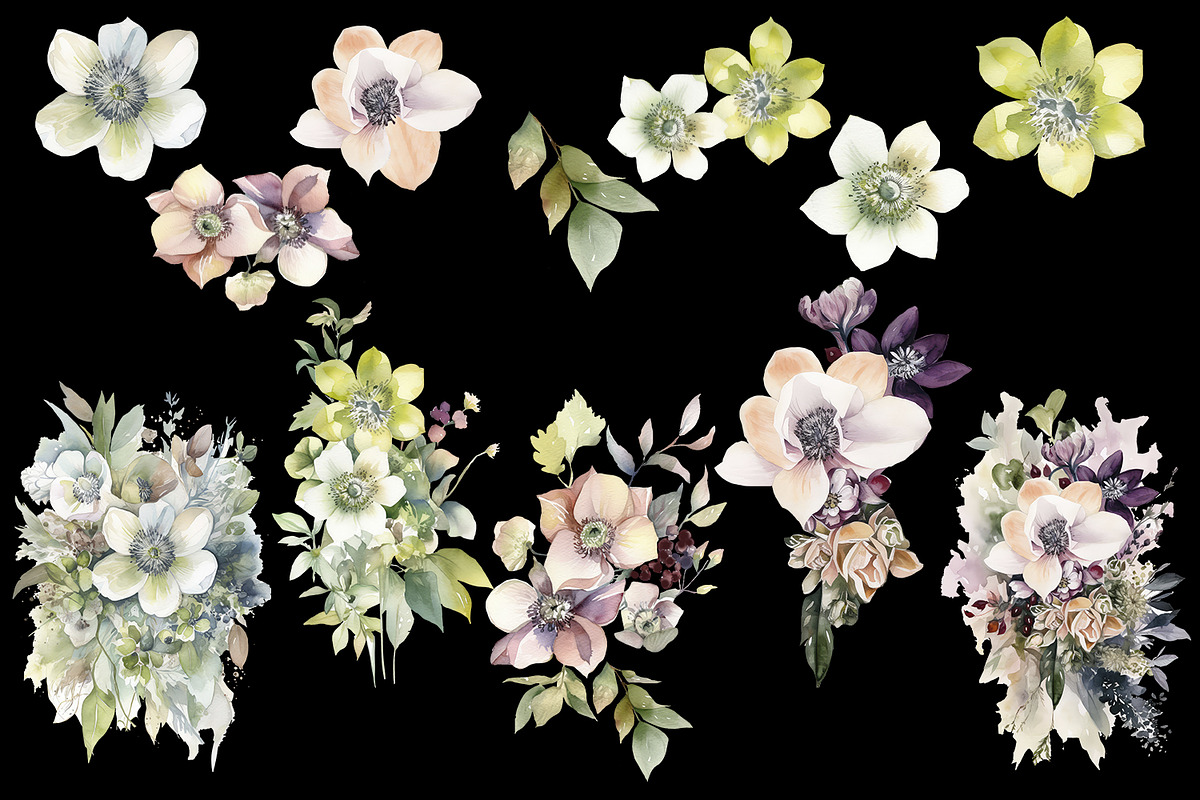 Christmas & Winter Floral collection, a Decorative Illustration by ElenazlataArt (Photo 3 of 4)