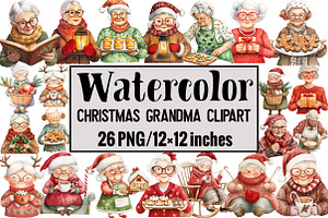 Christmas Grandma Clipart, an Illustration by Design Market