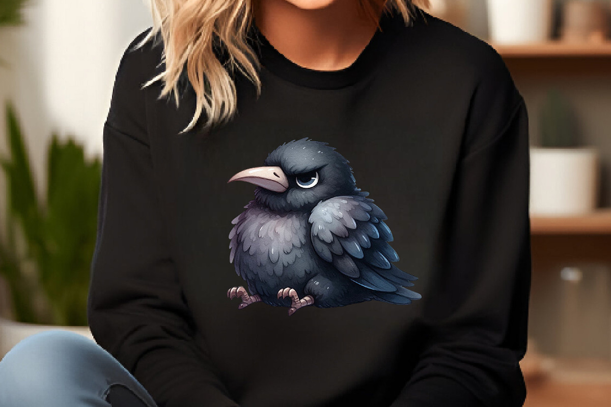 Watercolor Crow Clipart, Funny Raven, an Illustration by DreamCafeArt (Photo 5 of 7)