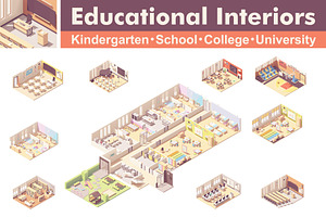 Vector educational interiors