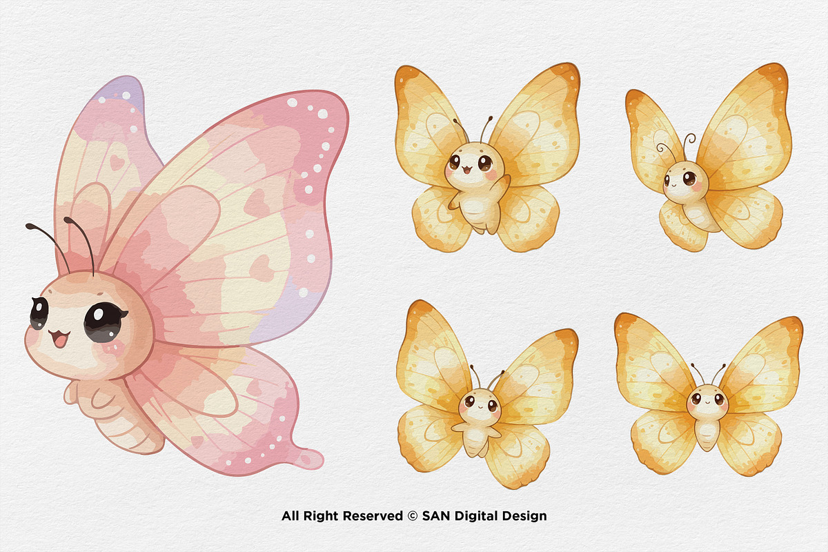 15 Bundle Watercolor Cute Butterfly, an Animal Illustration by Morspective (Photo 7 of 8)
