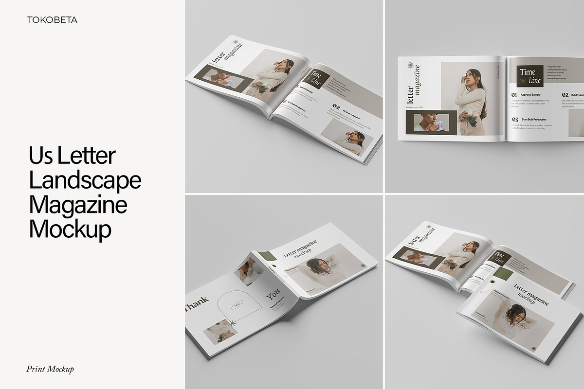 Letter Landscape Magazine Mockup, a Books & Magazine Mockup by Tokobeta (Photo 1 of 7)