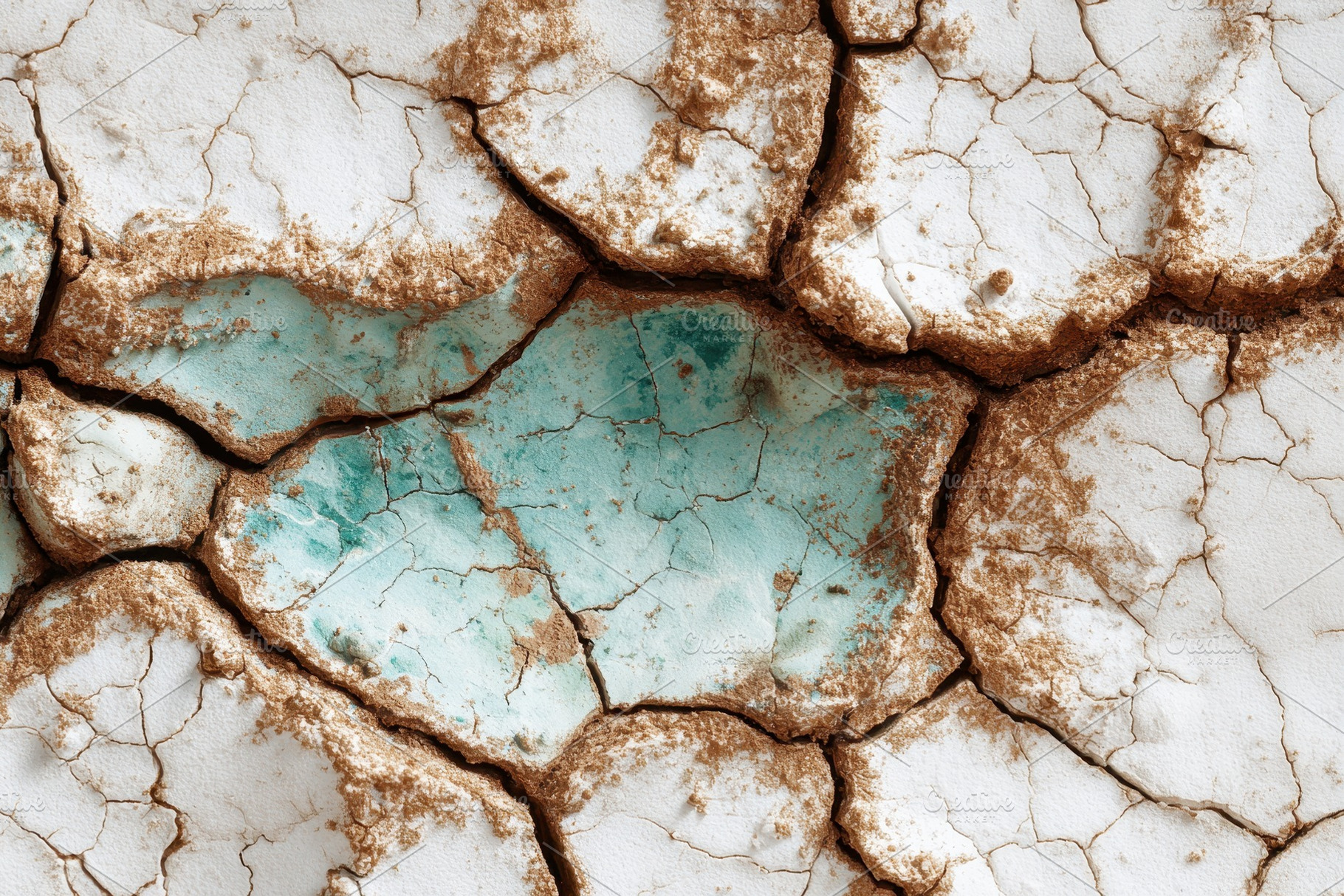 Dry cracked earth with blue minerals, a Photo by Pavel_design