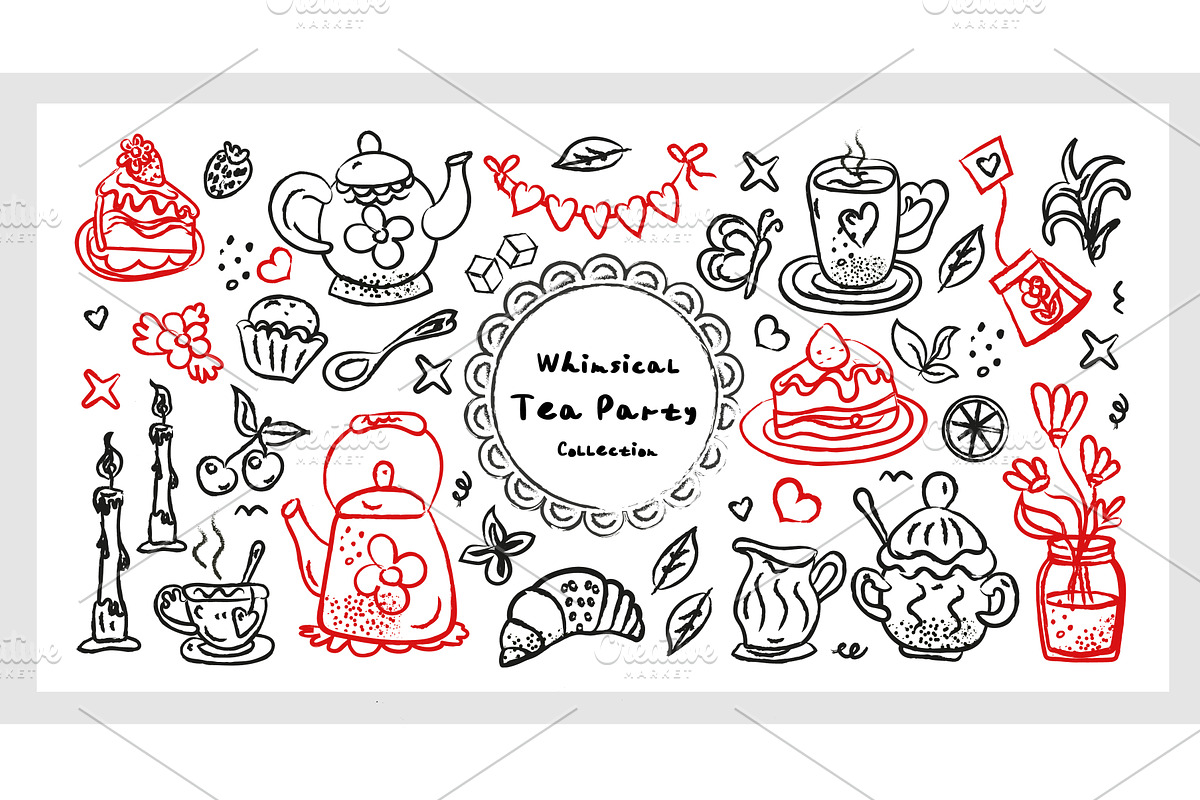 Whimsical Tea Party Collection hand, an Illustration by Lucia Fox