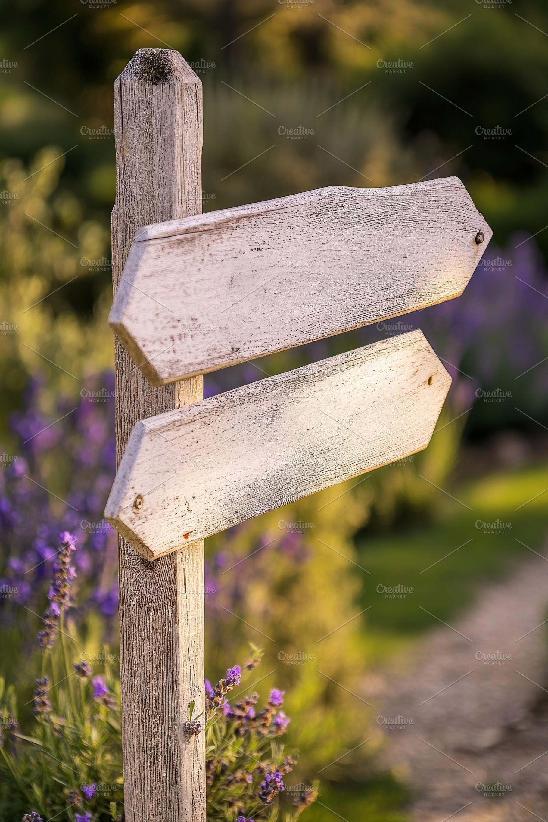 Mockup blank sign in flower garden, a Nature Photo by Virgo Studio