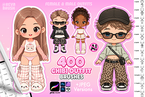 Chibi Procreate Outfit Pose brushes
