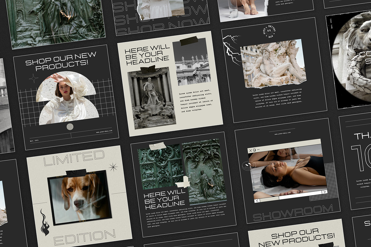 Instagram Social Media CANVA Grunge, a Social Media Template by Vermeulen Design Studio (Photo 4 of 6)