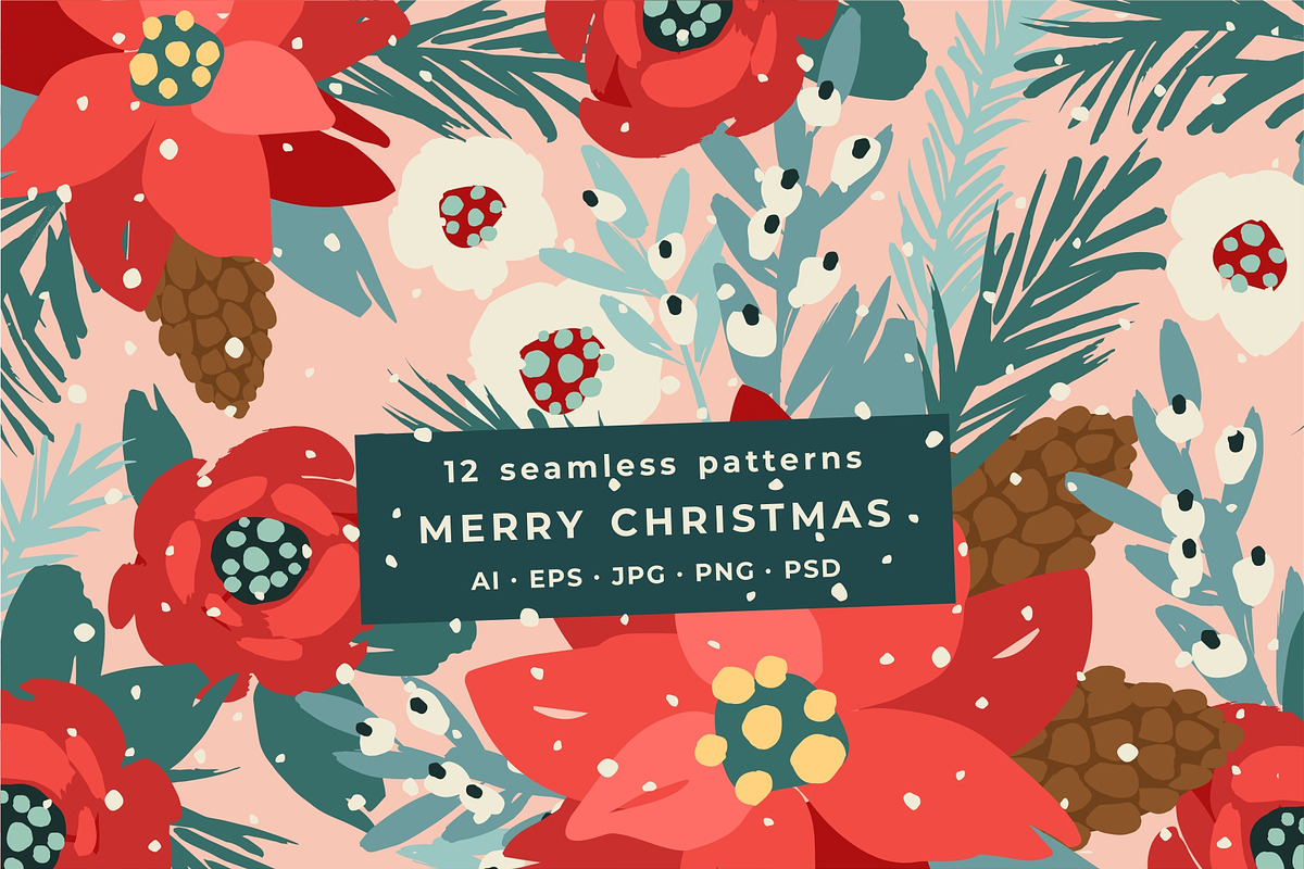 Merry Christmas. Seamless patterns, a Pattern Graphic by Nadia Grapes (Photo 1 of 7)