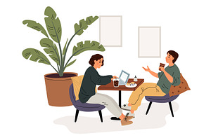 Coffee shop visitors. Restaurant, a Food Illustration by Vectorbuum